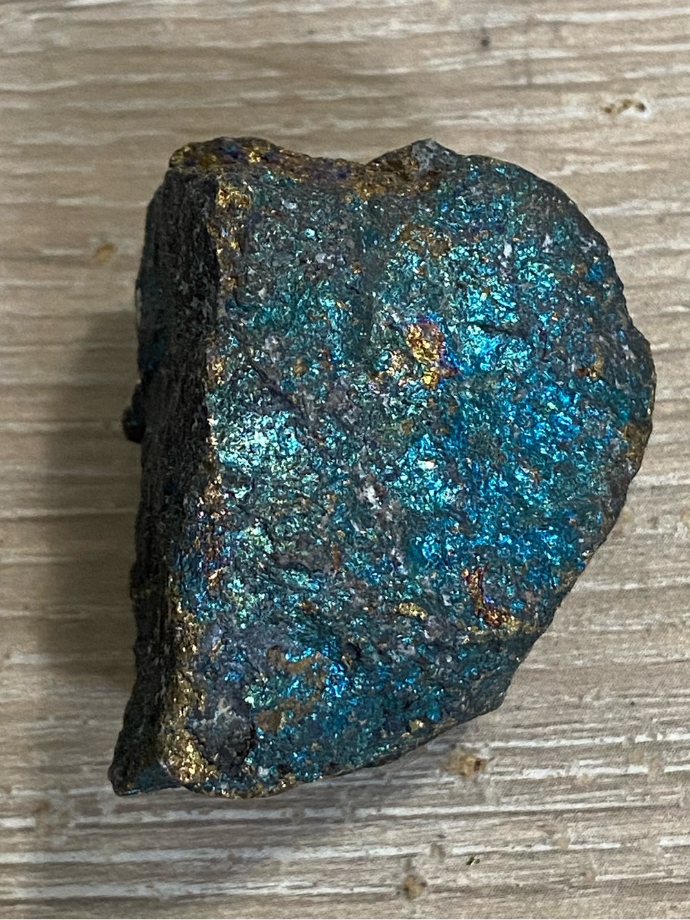 Rough Blue and Purple Shimmer Peacock Ore Crystal Gemstone Palm Stone